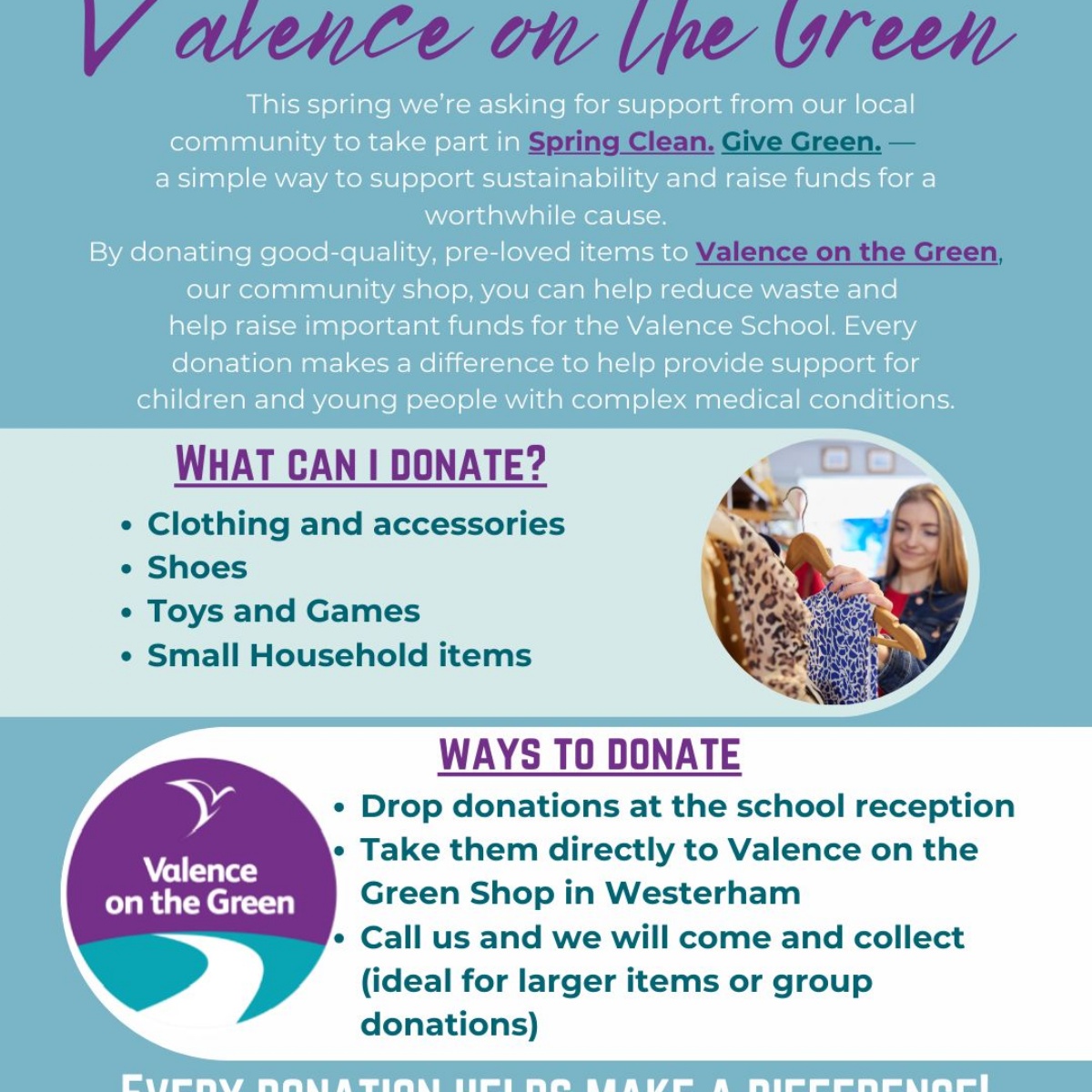 Valence School - Spring Clean. Give Green. Donate to Valence on the Green!